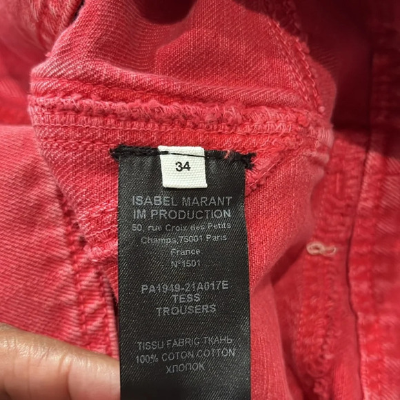 NWT Isabel Marant Étoile Tess High Rise Red Denim Jeans Sz 34 US 2 - Picture 5 of 11